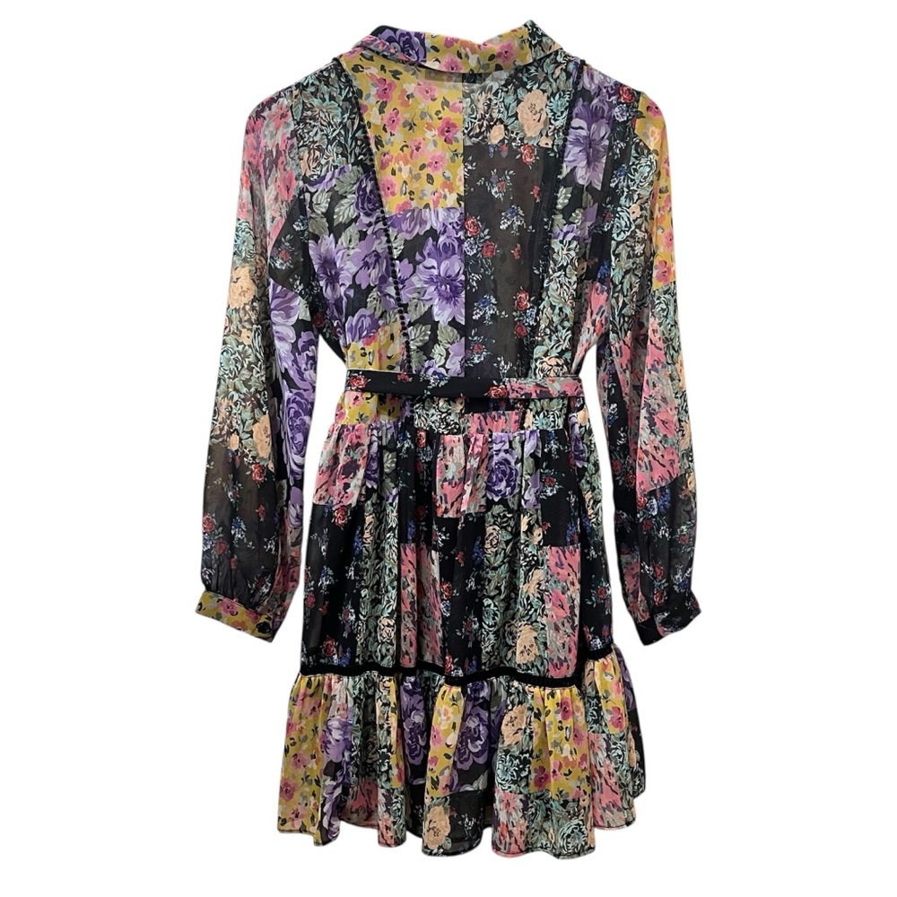 ZARA Amelia Patchwork Floral Button Front Tie Dre… - image 6